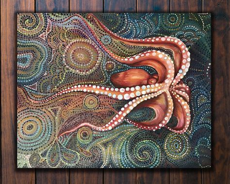 Painting Octopus, Octopus Art Print, Art Octopus, Octopus Decor, Octopus Painting, Octopus Wall Art, Sea Life Art, Octopus Print, Octopus Tattoo