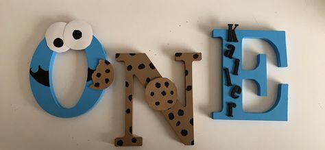 Cookie Monster letters Cookie Monster Letters, Diy Cookie Monster Decorations, Monster Letters, Treat Tables, Baby Cookie Monster, Baby Cook, Cookie Monster Birthday Party, Monster Decorations, Monster 1st Birthdays