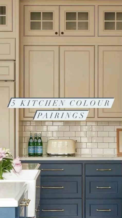 Farrow And Ball Green Kitchen, Two Tone Green Kitchen Cabinets, Green Kitchen Paint, Colour Pairing, Farrow And Ball Kitchen, Painted Kitchens, Two Tone Kitchen Cabinets, Kitchen Colour, Two Tone Kitchen