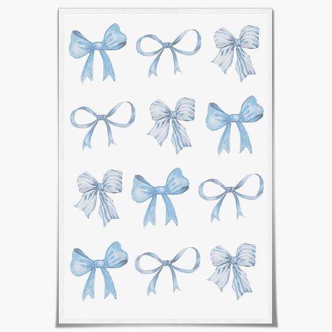 PRICES MAY VARY. 【Light Blue Bow Ties Posters Size 】08x12 in，12x18 in, 16x24 in ,20x30in，24x36 in Unframed,Modern Minimalist Home Decor Canvas Wall Art Is Perfect for Your Home Fashion Prints Wall. 【watercolor blue yellow bowknot pictures】artwork use high-quality environmentally friendly ink and high-quality canvas, and use the industry's top printers for layered spraying, the colors are delicate and the transition is natural.bring you visual enjoyment. 【Funky Coquette Preppy Aesthetic Wall Deco