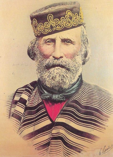 "Portrait of Giuseppe Garibaldi, Chromolithograph, 16x12 in. Italy, 1880" Giuseppe Garibaldi, Historical People, Today In History, Sky Pictures, Historical Events, Historical Clothing, Military History, Picture Book, Rayban Wayfarer