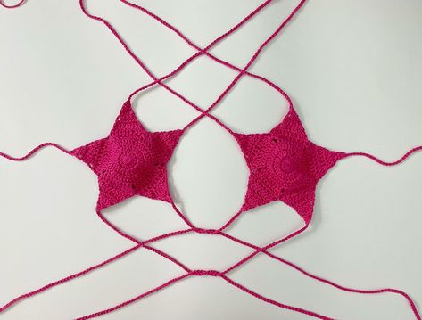 Crochet Star Top, Easy Crochet Top, Crafting Table, Star Crochet, Bikinis Crochet, Crochet Star, Crochet Bra, Crocheting Ideas, Banana Peel