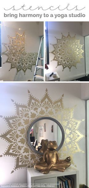 Wall Stencils Diy, Yoga Studio Design, Diy Wand, Mandala Stencils, Studio Diy, Mandala Wall Art, Yoga Room, Boho Home, Stencils Wall