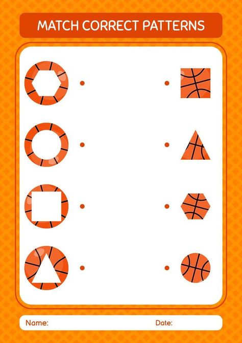 Match pattern game with basketball. worksheet for preschool kids, kids activity sheet Basketball Activities For Toddlers, Basketball Activities For Kids, Sport Crafts For Preschool, Exercise Activities For Preschool, Sport Activities For Kids, Sports Activities For Preschool, K3 Activities, Toddler Printables, Curriculum Preschool