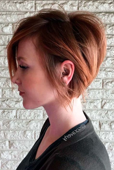 Perfect Short Bob Haircuts to Try Right Now picture 1 Stacked Bob Hairstyles, Short Red Hair, Pixie Bob Haircut, Stacked Bob Haircut, Short Hair Lengths, Short Layered Haircuts, Short Bob Haircuts, Penteado Cabelo Curto, Short Haircut