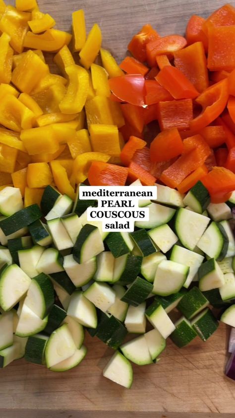 never gets old #healthycooking #easyrecipe #saladtiktok Pearled Couscous Recipes, Pearled Couscous, Pearl Couscous Recipes, Mediterranean Couscous Salad, Pearl Couscous Salad, Pearl Couscous, Chicken And Veggies, Couscous Recipes, Couscous Salad