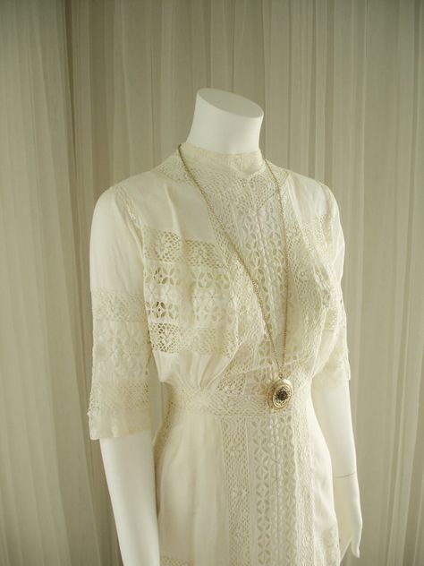 Edwardian Day Dress, Edwardian Gowns, Edwardian Dress, Lawn Dress, White Cotton Dress, Victorian Clothing, Vintage Gowns, Lingerie Dress, Edwardian Fashion