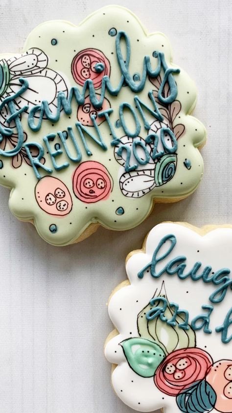 Family Cookies Decorated, Family Reunion Cookies Decorated, Family Reunion Cookies, Family Reunion Cakes, Family Reunion Decorations, Decorate Cookies, Reunion Ideas, Sugar Cookie Designs, Class Reunion