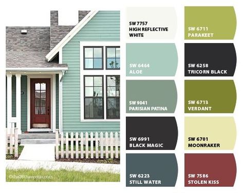 Outside color....with darker teal doors. Teal Siding Exterior House Colors, Turquoise Exterior House Colors, Teal Exterior House, Teal Exterior House Paint, Cottage Exterior Colors, Teal House, Green House Exterior, Exterior House Paint Color, Paint Color Combinations