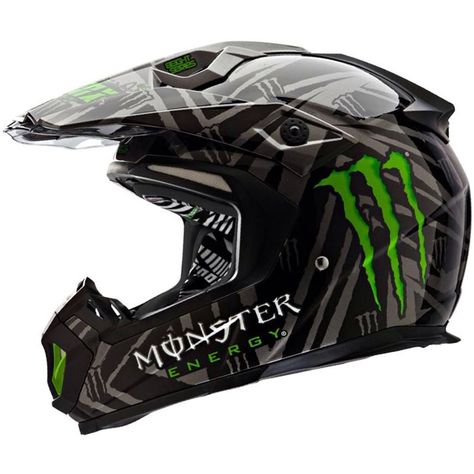 Monster Energy motocross helmet. Dirt Bike Helmets, Dirt Bike Gear, Motocross Gear, Hot Potato, Motocross Helmets, Racing Helmets, Helmet Design, Bike Reviews, Bike Gear