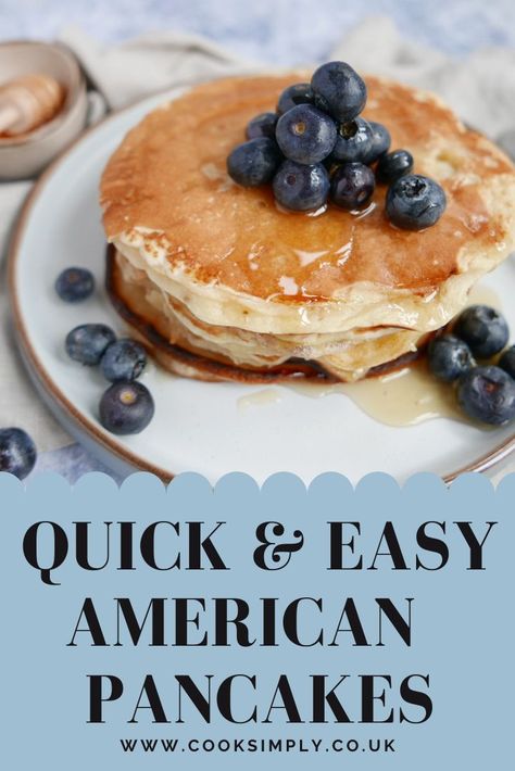 pancakes with blueberries and honey Simple Brunch Ideas, Easy American Pancakes, Easy Pancake Recipe, Simple Brunch, Easy Pancake, Easy Breakfasts, Make Pancakes, Easy To Make Breakfast, American Pancakes