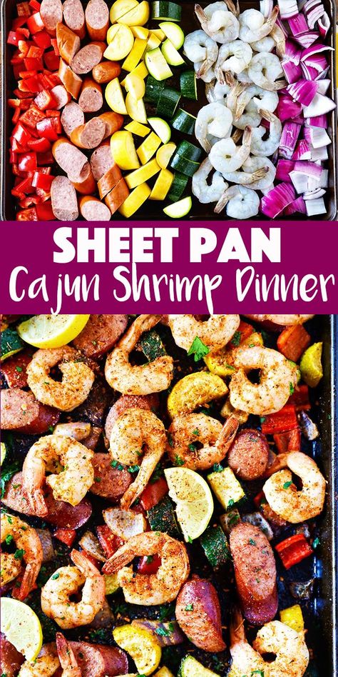 Dinner Ideas Sheet Pan, Cajun Shrimp Dinner, Easy Sheet Pan Dinner, Easy Sheet Pan Dinners, Cajun Dishes, Shrimp And Vegetables, Sheet Pan Dinners Recipes, Shrimp Dinner, Garlic Butter Shrimp