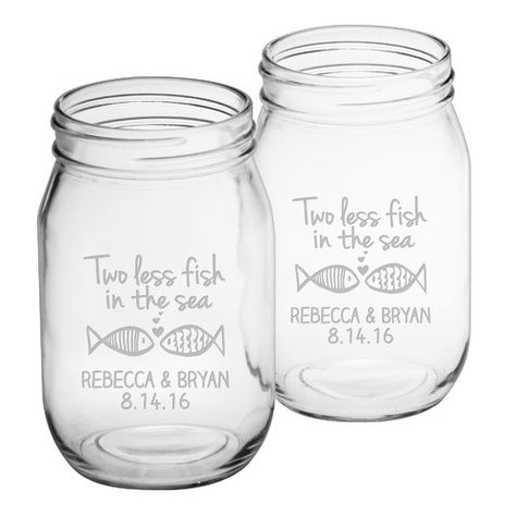 Found it at Wayfair.ca - Two Less Fish Drinking Jar Glass For Wedding, Drinking Jars, Drinking Glass Sets, Wedding Gift Bags, Glass Mason Jars, Wedding Glasses, Old Fashioned Glass, Highball Glass, Etched Designs