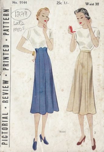 1930s-Vintage-Sewing-Pattern-WAIST-32-SKIRT-1278 Skirt Inspiration, 30s Fashion, London College Of Fashion, Vintage Dress Patterns, Motif Vintage, Vintage Things, 1930s Fashion, Vintage Mode, Couture Vintage