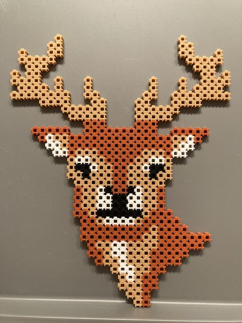 Deer Perler Beads Pattern, Simbrix Ideas, Deer Pattern, Making Stuff, Deer Head, Clay Ideas, Perler Bead Patterns, Bead Designs, Perler Beads