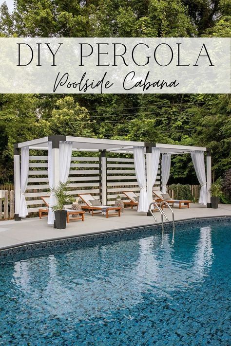 Hotel Pool Deck Design, Pergola On A Budget, Backyard Pool Cabana, Blesser House, Pool Cabana Ideas, Billy Ikea, Pool Shade, Poolside Cabana, Outdoor Cabana