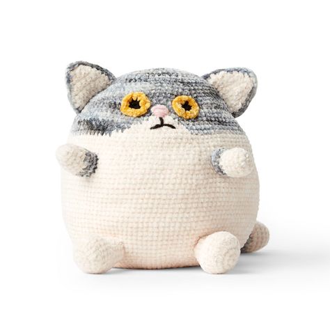 Cutest Fat Cat Crochet Stuffie - and More! - Moogly Cute Fat Cats, Cat Crochet, Crochet Cat Pattern, Cat Amigurumi, Easy Crochet Patterns Free, Kawaii Toys, Fat Cat, Quick Crochet, Fat Cats