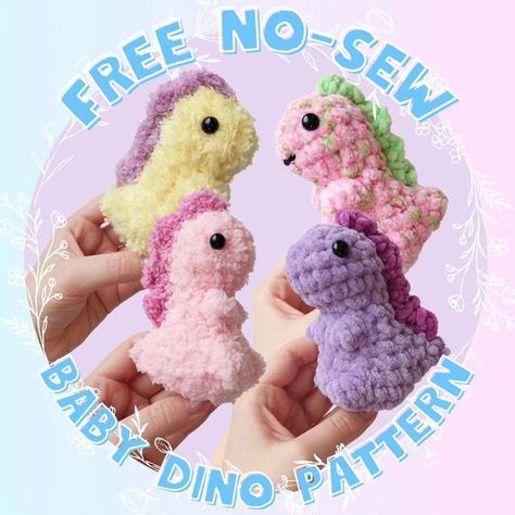 crochet for beginners | Baby dino free pattern | Facebook Crochet Mini Dino Free Pattern, Tiny Dino Crochet Pattern Free, Dino Crochet Pattern Free, Dino Crochet Pattern, Plushie Ideas, Dino Crochet, Crochet Dino, Baby Dino, Crochet Stuff