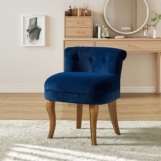 Christi Upholstered Tufted Wingback Accent Chair by HULALA HOME - On Sale - Bed Bath & Beyond - 32841641 Tufted Bedroom, Wingback Accent Chair, Dressing Chair, Upholstered Stool, Vanity Chair, Vanity Stool, Modern Vanity, Chair Types, Dressing Table With Stool