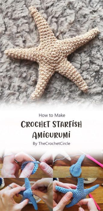 Mini Starfish Crochet Pattern Free, Crochet Underwater Animals, Amigurumi Starfish Free Pattern, Nautical Amigurumi, Starfish Crochet Pattern Free, Crochet Starfish Free Pattern, Crochet Starfish Pattern, Crochet Sea Life, Starfish Amigurumi