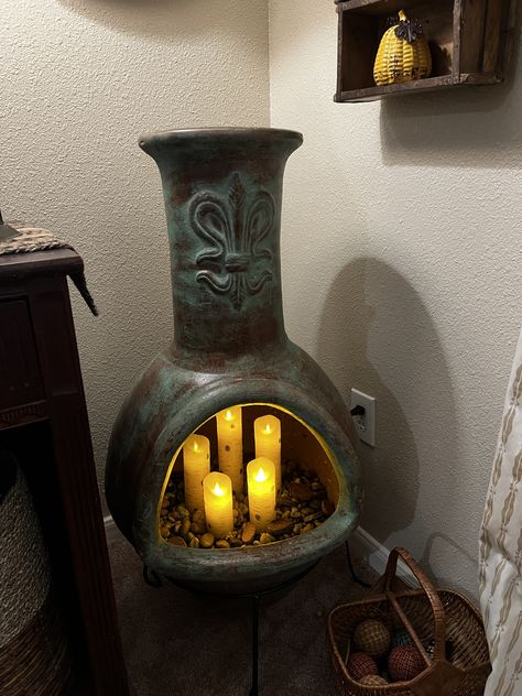 Chiminea Ideas Indoor, Mexican Chimney, Chiminea Ideas Outdoor Spaces, Chiminea Ideas, Zen Yard, Clay Chiminea, Ceramic Projects, Earth Homes, Primary Bedroom