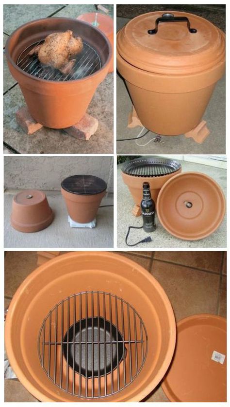 Do It Yourself Project - Perfect gift for Dad this Fathers Day - Easy DIY Smoker Grill {improved with a LID!} from a Terra Cotta Flower pot Tutorial via instructables Reka Bentuk Dapur, Smoker Ideas, Diy Smoker, Supraviețuire Camping, Hantverk Diy, Diy Grill, Smoker Grill, Diy Projects Gifts, Terracotta Flower Pots