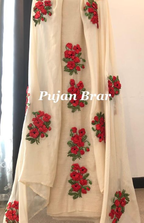 Ribbon work on cotton chanderi n pure tabby silk dupatta Silk Ribbon Embroidery Patterns, Embroidery Dresses, Embroidery Suit, Guru Quotes, Pakistani Fancy Dresses, Hand Embroidery Videos, Saree Designs Party Wear, Embroidery Videos, Embroidery Works