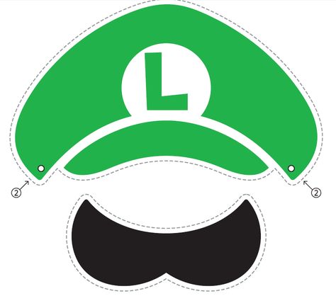 Nintendo releases official Mario/Luigi paper hats, mustaches | GoNintendo Super Mario Party Hats Diy, Super Mario Photo Booth Props Free, Luigi Hat Diy, Luigi Mustache, Mario Mustache, Mario And Luigi Hats, Luigi Hat, Super Mario Hat, Mario Kart Party