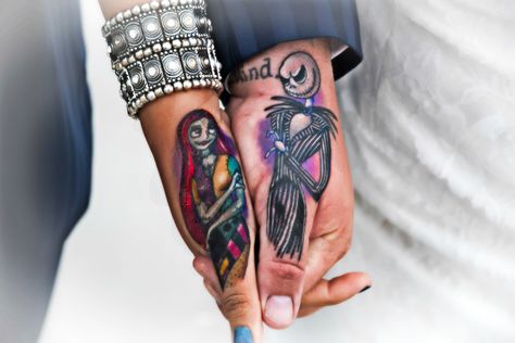 Jack And Sally Hand Tattoo, Couple Tattoos Jack And Sally, Couple Tattoos Nightmare Before Christmas, Jack And Sally Heart Tattoo, Couple Hand Tattoos Relationships, Jack And Sally Tattoo Small, Jack And Sally Matching Tattoos, Jack And Sally Couple Tattoo, Jack And Sally Tattoo Couple