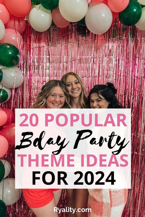 These are such cute birthday ideas! Themes Birthday Party For Women, List Of Birthday Themes, Birthday Outfit Themes For Women, 2025 Birthday Trends, 28th Bday Party Ideas, Popular Things 2024, 12 Birthday Party Themes, Big Bday Party Ideas, Birthday Themes For 23rd Birthday