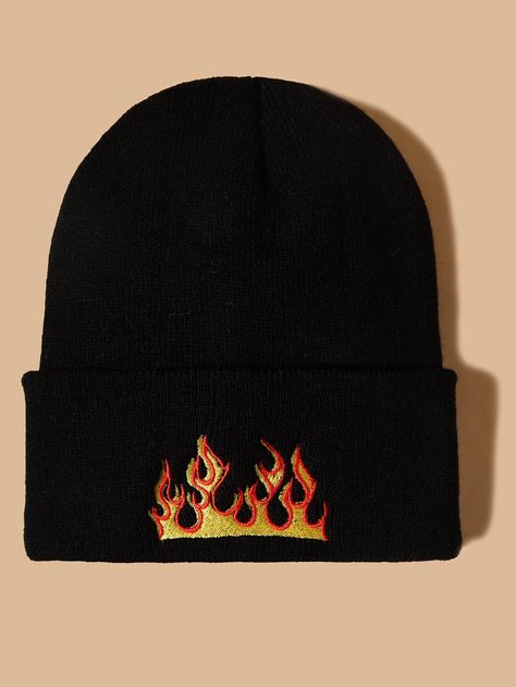 Fire Embroidery Beanie Fire Embroidery, Embroidery Beanie, Swag Hats, Buy My Clothes, Flame Pattern, Beanie Outfit, Types Of Hats, Cute Beanies, Stylish Caps