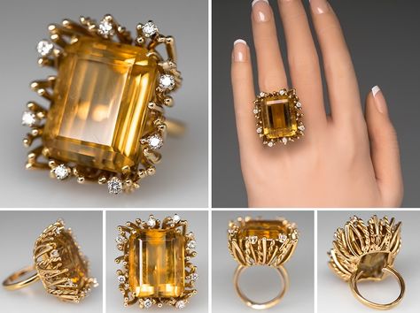 Citrine Rings, Yellow Citrine Ring, Bijoux Art Nouveau, Citrine Jewelry, Jewelry Photoshoot, Jewellery Sketches, Gold Rings Fashion, Citrine Ring, Rings Jewelry