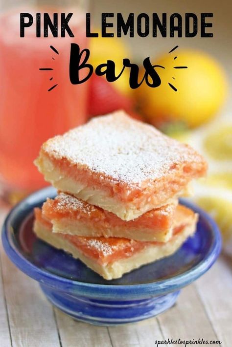 Pink Lemon Bars, Lemonade Bars, Strawberry Upside Down Cake, Lemonade Bar, Sweet Bars, Gooey Bars, Pink Desserts, Sweet Bar, Dessert Bar Recipe