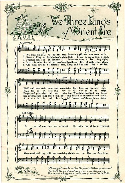 ♥ Sheet Music Printables for gift wrapping, or DIY Paper Projects .... We 3 Kings by raidensgrammie21, via Flickr Williamsport Pennsylvania, Nativity Tree, Music Printables, 3 Kings, We Three Kings, Christmas Pageant, Holiday Train, Christmas Sheet Music, Postal Vintage