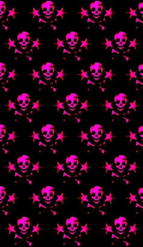 Pink And Black Skull Wallpaper, Emo Mcbling Wallpaper, Y2k Halloween Wallpaper, Pink Goth Wallpaper, Emocore Wallpaper, Mall Goth Wallpaper, Pink Goth Aesthetic Wallpaper, Pink Skull Wallpaper, Scene Core Wallpaper