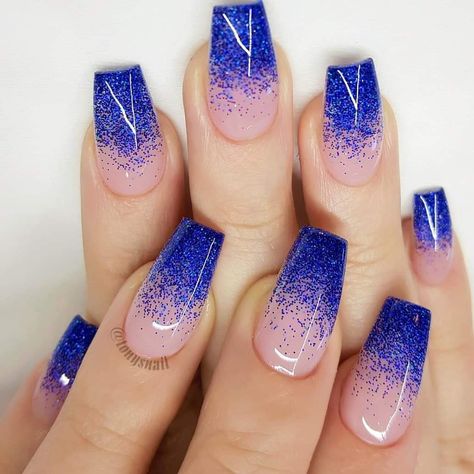 Royal Blue Nail Art, 60 Nails, Most Popular Nails, Ambre Nails, Blue Prom Nails, Ombre Gel Nails, Blue And Silver Nails, Blue Ombre Nails, Silver Nail Designs