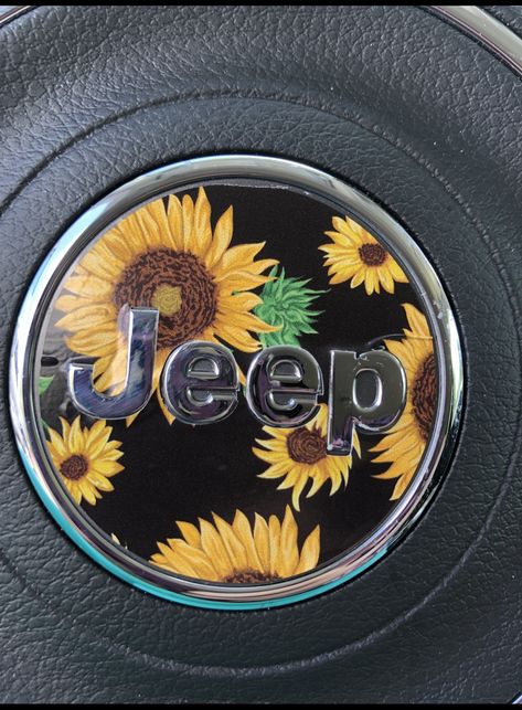 Sunflower Jeep Accessories, Jeep Patriot Accessories, Jeep Steering Wheel, Sunflower Jeep, Cj5 Jeep, Jeep Seat Covers, Black Jeep Wrangler, Pink Jeep, Jeep Ideas