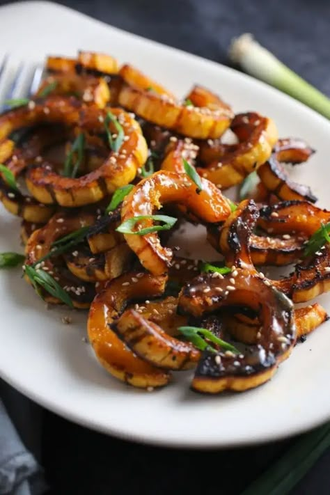 Roasted Delicata Squash with Miso-Maple Butter - Nerds with Knives Butter Squash Recipe, Delicata Squash Recipe, Roasted Delicata Squash, Maple Butter, Delicata Squash, Roasted Squash, Winter Squash, Squash Recipes, Vegetable Side Dishes