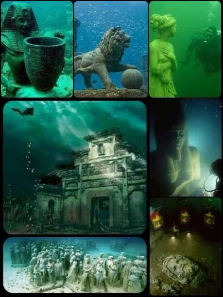 Alexandria Egypt Aesthetic, Underwater Statues, Ocean Grunge, Sunken Ruins, Ancient Alexandria, Underwater Sculpture, Egypt Aesthetic, Queen Cleopatra, Sunken City