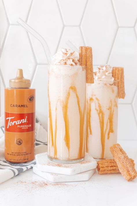 Boozy Caramel Churro Milkshake Churro Milkshake, Boozy Milkshake, Cream Liqueur, Food Spot, Coffee Carts, Milkshakes, Caramel Sauce, Vanilla Ice Cream, Churros