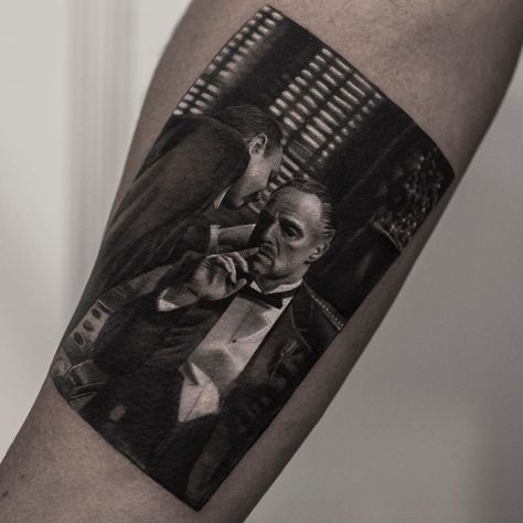 The Godfather Bro Tattoos, Godfather Tattoo, Black White Tattoos, O Tattoo, Pop Icons, Tattoos Skull, Time Tattoos, Painting Portrait, White Tattoo