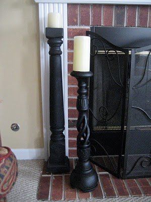 Floor Candlesticks Floor Standing Candle Holders, Tall Candlesticks, Floor Candle, Tall Candle, Newel Posts, Ideas Hogar, Cheap Decor, Diy Candles, Diy Wood