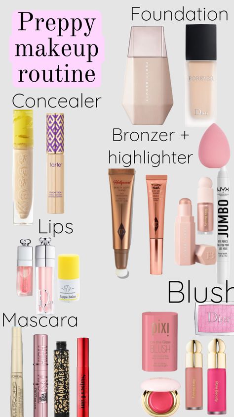 #makeup #preppy #follow #like #followforfollow Claire Makeup, Makeup Preppy, Claire's Makeup, 2023 Review, My Makeup Routine, Preppy Makeup, Prom Eye Makeup, Makeup Bag Essentials, Natural Glowy Makeup