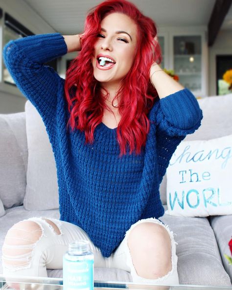 undefined Sharna Burgess Hair, Bright Red Hair Color, Red Hair Ideas, Red Hair Dye, Sharna Burgess, Ladies Hairstyles, Dyed Red Hair, Bright Red Hair, Red Hair Color