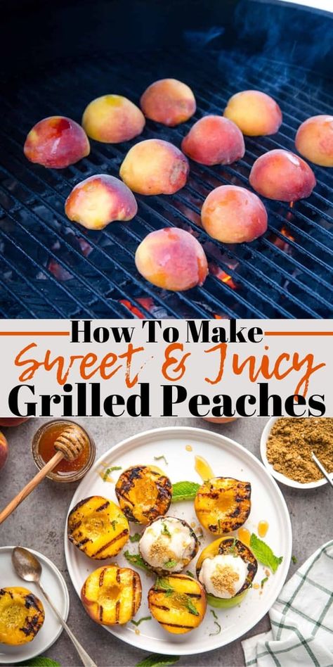 Smoked Fruit, Smoked Dessert, Peaches With Ice Cream, Grill Peaches, Smoked Appetizers, Grilled Fruit Recipes, Ice Cream Dairy Free, Grilled Peaches Recipe, Smoked Honey