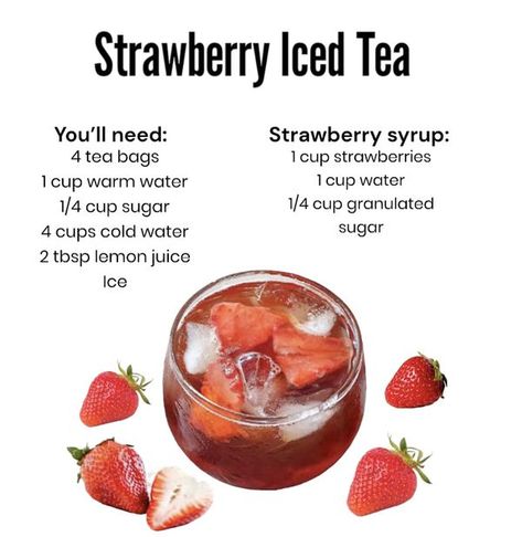 Strawberry Mocktail, Strawberry Iced Tea, Warm Drinks Recipes, Lemonade Tea Recipe, Strawberry Honey, Strawberry Water, Black Strawberry, Strawberry Tea, Easy Coffee Recipes