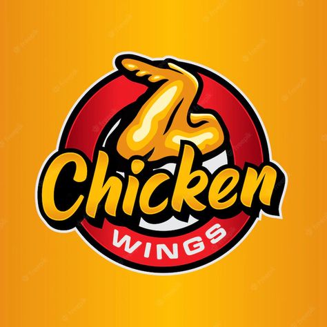 Premium Vector | Chicken wing logo template Chicken Wings Logo Design Ideas, Chicken Wings Logo, Chicken Restaurant Logos, Wings Logo Design, Bbq Logo, Wings Restaurant, Logo Wings, Chicken Brands, Chicken Poster