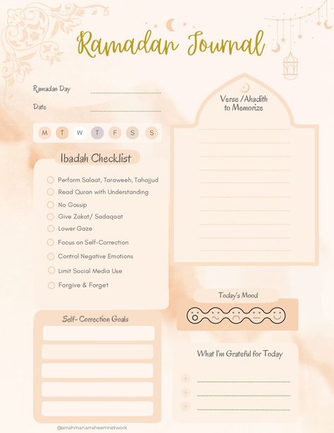 Ramadan Goals Journal, Ramadan Journal Free Printable, Ramzan Journal, Ramadan Journal Ideas, Ramadan Package, Ramadhan Planner, Ramadan Tracker, Business Planner Organization, Islamic Planner