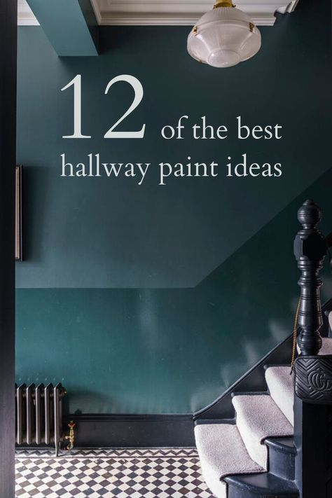 colour block painted hallway Stairway Paint Ideas, Entryway Color Ideas, Small Staircase Ideas, Hallway Paint Ideas, Hallway Colour Ideas, Small Hallway Decorating, Hallway Wall Colors, Entryway Colors, Entryway Paint