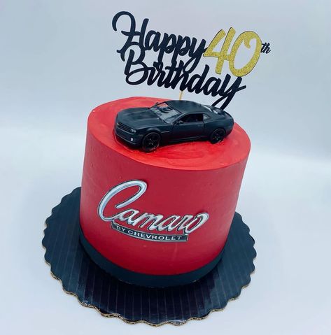 Camaro Cakes For Men, Camaro Birthday Party Ideas, Red Camaro, Car Cakes, Race Car Cakes, 25th Birthday Parties, Happy 40th, Car Cake, Cakes For Men